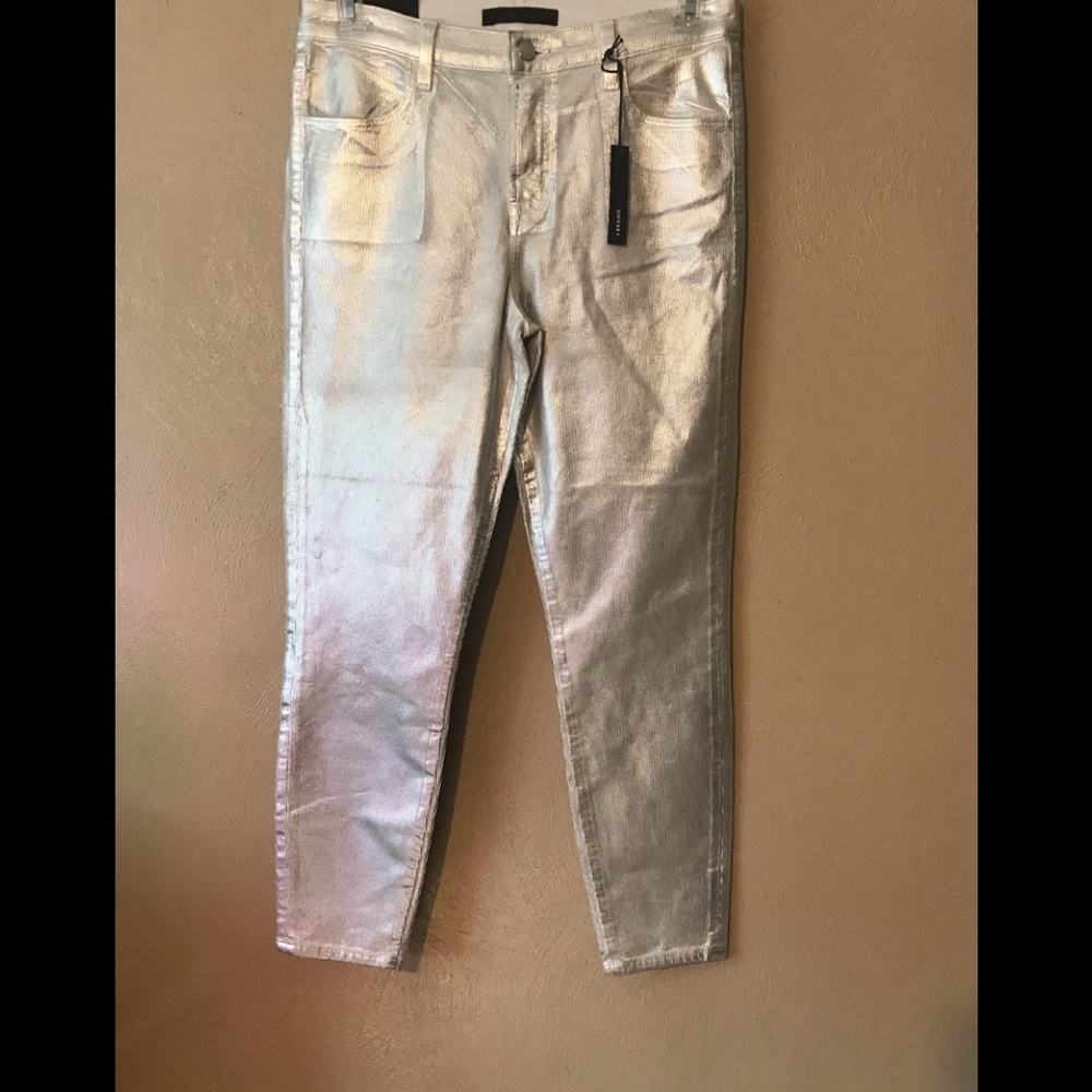 J Brand Silver Messaline Alana hi-rise crop 30W